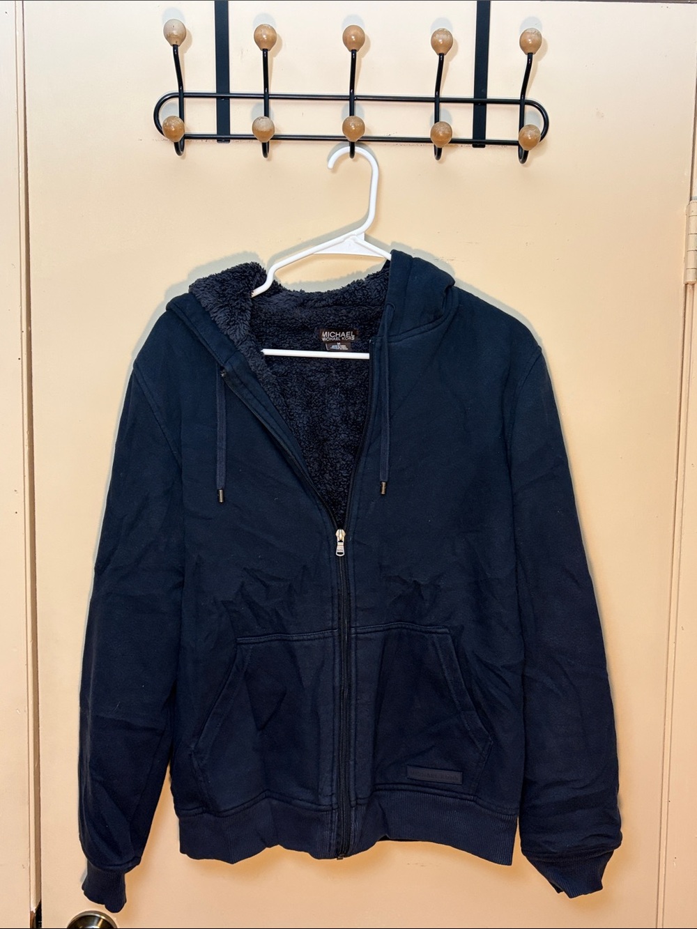 Michael Kors Dark Navy Sherpa-Lined Zip Hoodie
